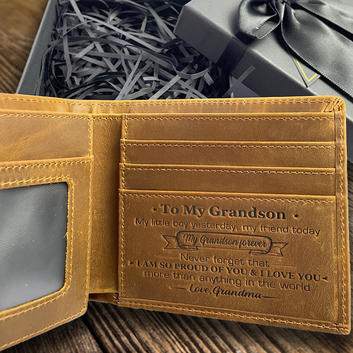 Grandma To Grandson - I Love You More Than Anything In The World - Bifold Wallet(With a gift box)